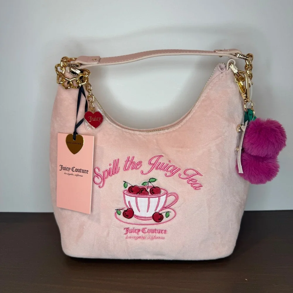 Juicy Couture Sweet‎ Tea Party Hobo Bag Spill the Juicy Tea Pink Clay NWT